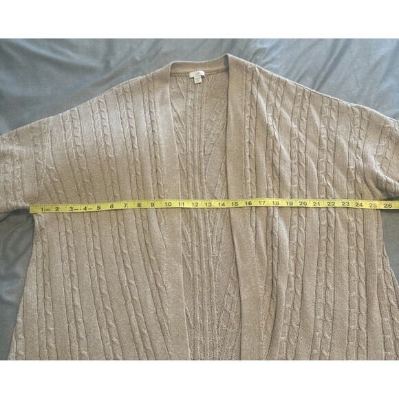 J. Jill TAN BEIGE Cable Knit Open Front Cardigan 3/4 Sleeves Petite XL - Picture 6 of 10
